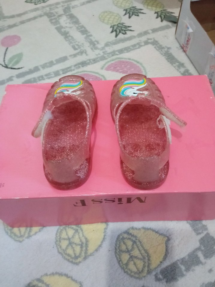 Pembe Simli Unicorn Desenli Kız Terlik - Görsel 2