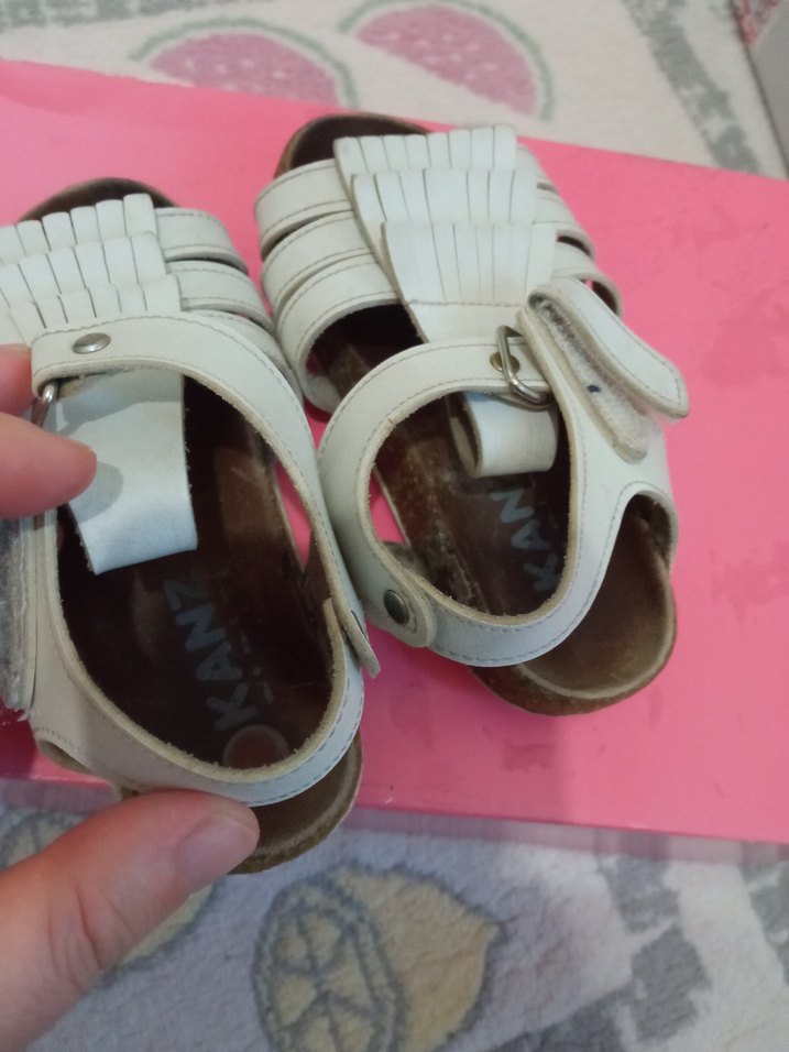 Kız Çocuk Beyaz Tokalı Bohem Sandalet - Görsel 2