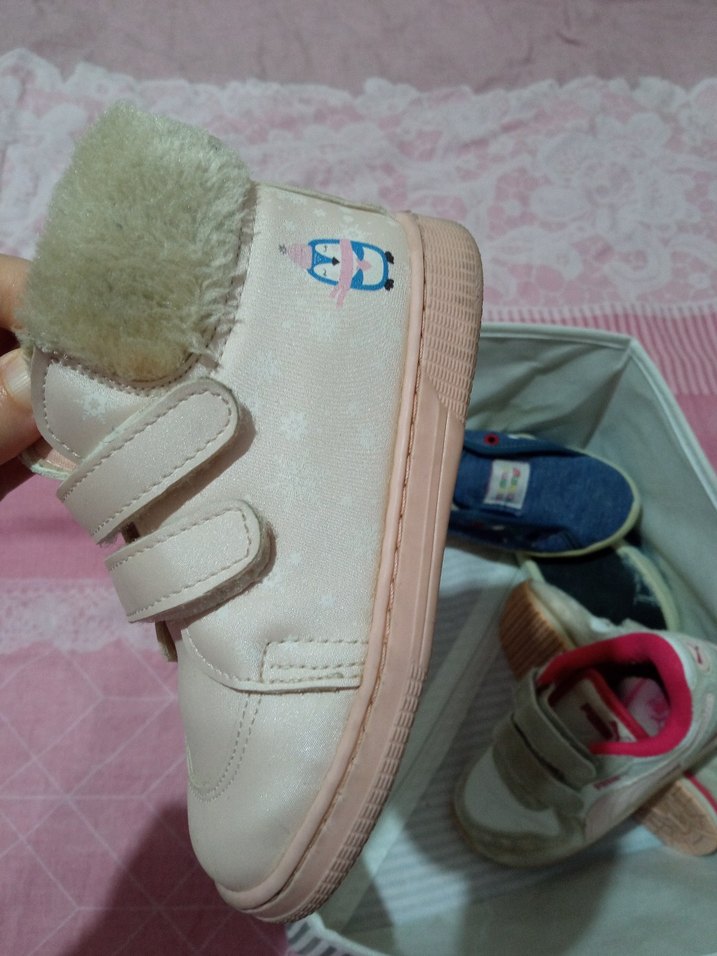 Kız Çocuk Beyaz Cırt Cırtlı Sneaker - Görsel 3