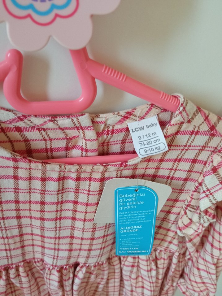 Pembe Pamuklu Uzun Kollu Fırfırlı Kız Elbise - Görsel 3