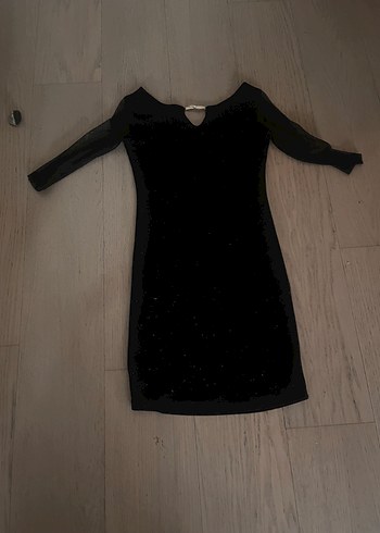 Siyah Uzun Kollu V Yaka Midi Elbise s - Görsel 2