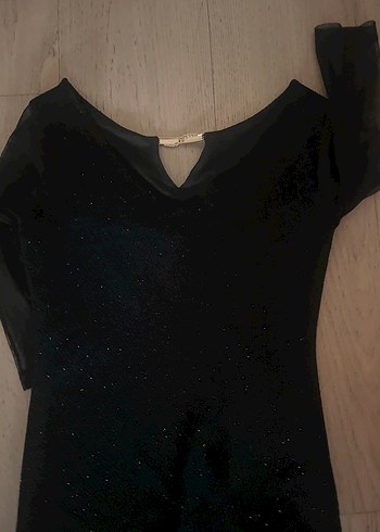 Siyah V Yaka Uzun Kollu Midi Kadın Elbise - Görsel 3