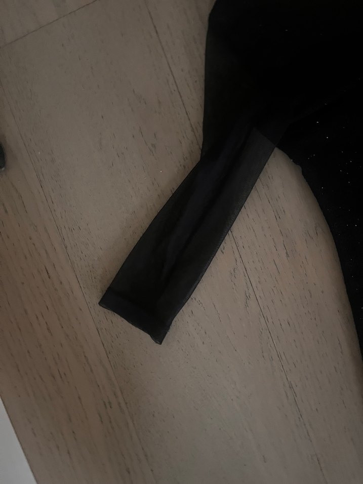 Siyah V Yaka Uzun Kollu Midi Kadın Elbise - Görsel 4