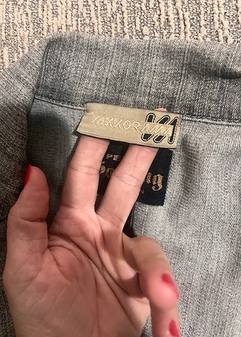 Vakkorama gri s bedeb Kadın Denim Ceket - Görsel 2