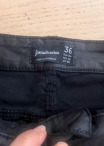 Stradivarius 36 beden Kadın Siyah Skinny Kemerli Denim Pantolon - Görsel 5
