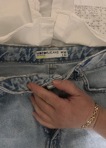 Koton Gri Yırtık Detaylı Salaş Kadın Kot Pantolon gömlek - Görsel 5