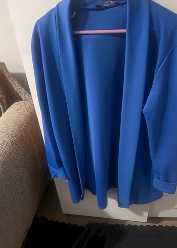 Kadın Mavi Midi Uzunlukta Salaş Ceket s beden - Görsel 2