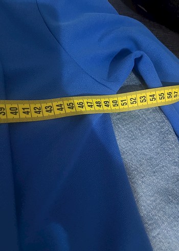 Kadın Mavi Midi Uzunlukta Salaş Ceket s beden - Görsel 4