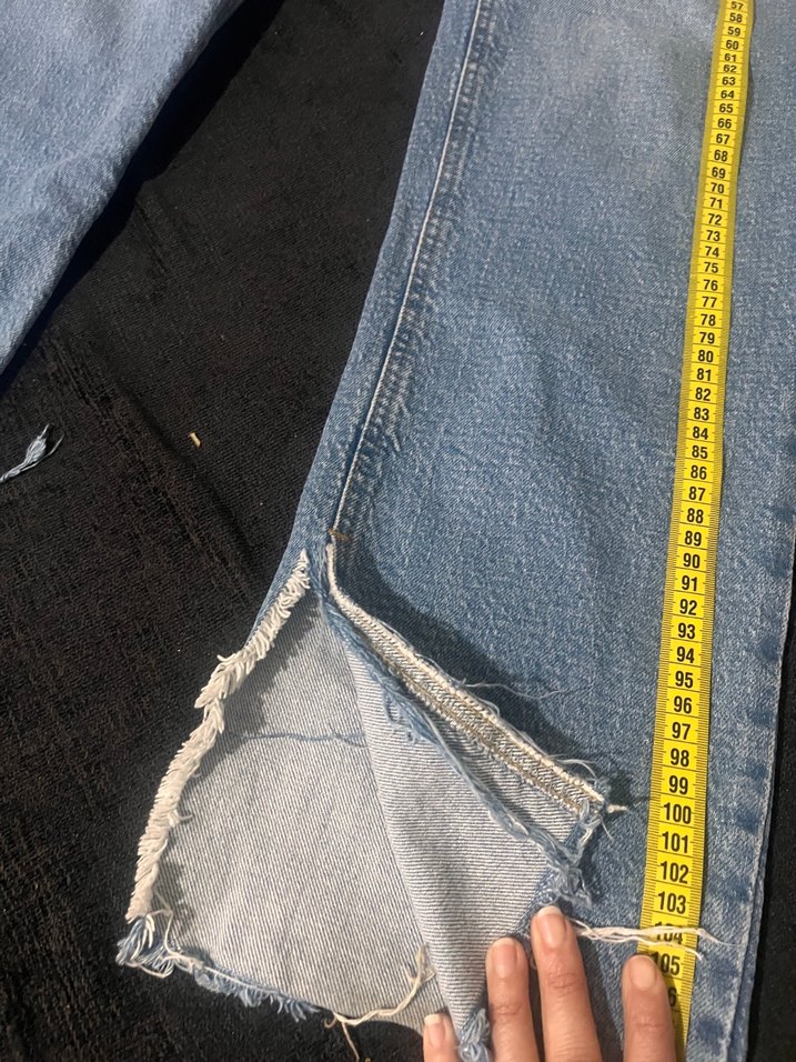 Mavi Midi Boy Yırtmaçlı Kadın Denim Pantolon - Görsel 2