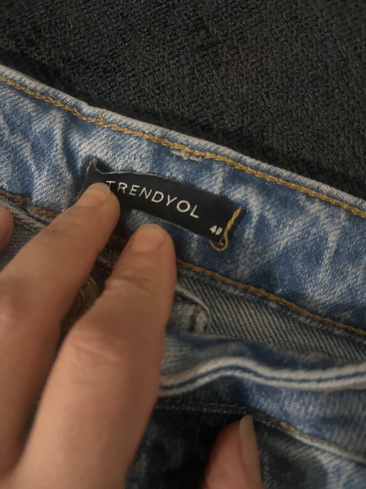 Mavi Midi Boy Yırtmaçlı Kadın Denim Pantolon - Görsel 4