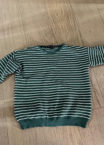 Yeşil Çizgili kadın  S beden Triko Kazak - Görsel 4