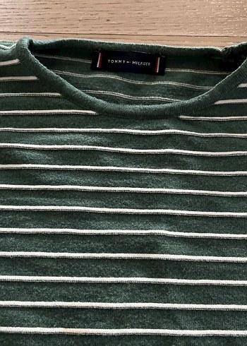 Yeşil Çizgili kadın  S beden Triko Kazak - Görsel 2