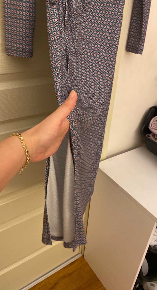 Gri Uzun Kol Drapeli Kadın Elbise - Görsel 2