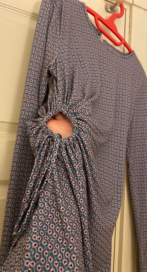 Gri Uzun Kol Drapeli Kadın Elbise - Görsel 3