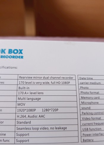 Diğer Fenomex Siyah Araç Kamerası WiFi Özellikli