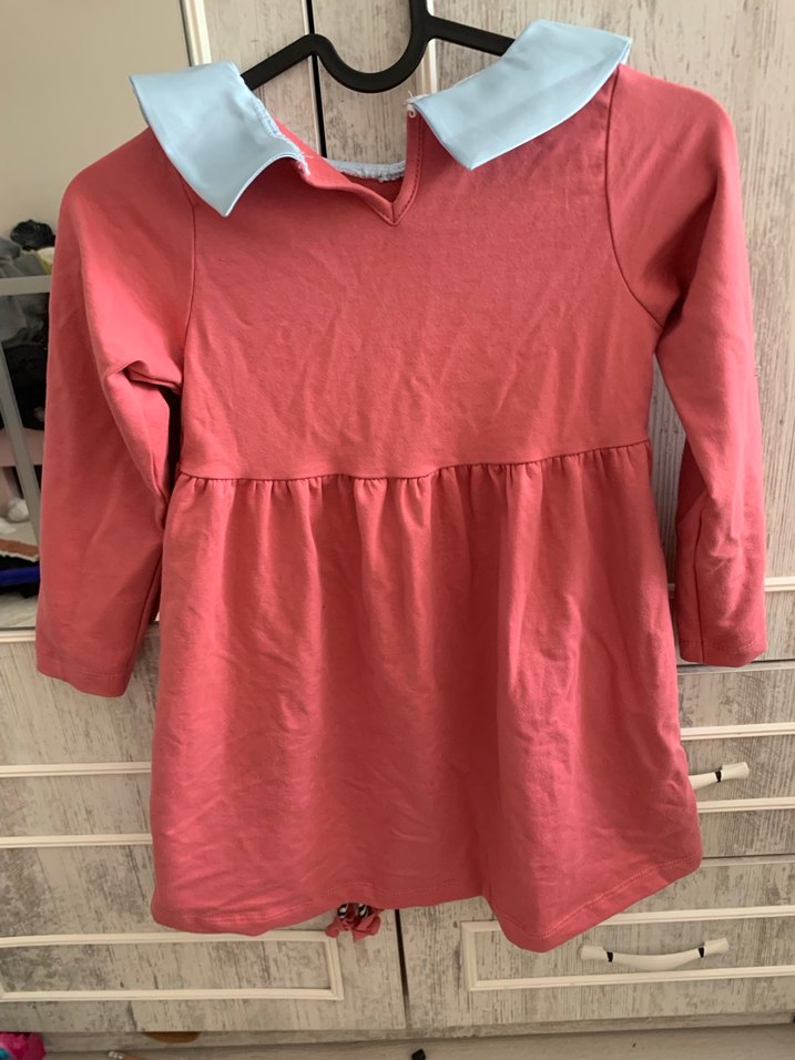 Pembe Renkli, Baskılı Kız Çocuk Elbisesi - Görsel 3