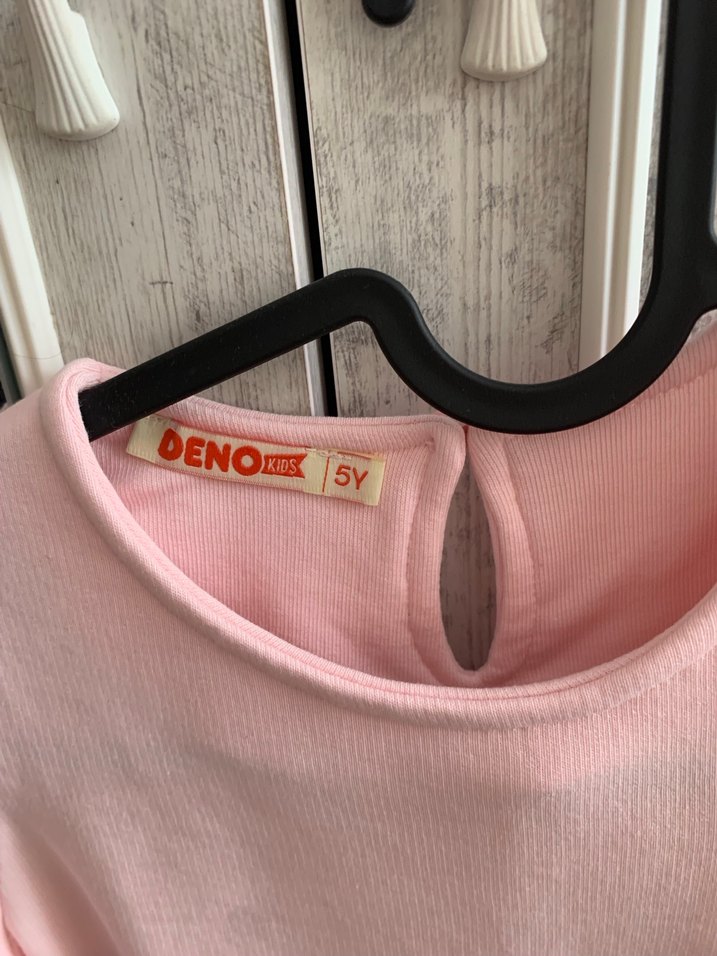 Uzun Kollu Pembe Kız Çocuk elbise - Görsel 2