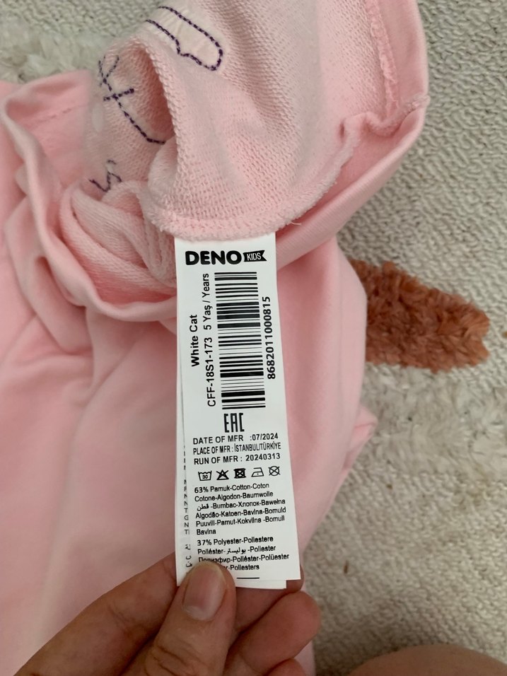 Uzun Kollu Pembe Kız Çocuk elbise - Görsel 4