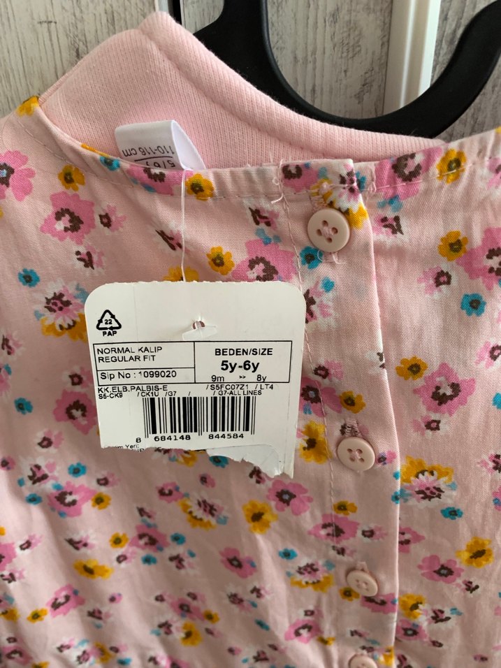 Pembe Çiçekli Kız Çocuk Elbise - Görsel 3