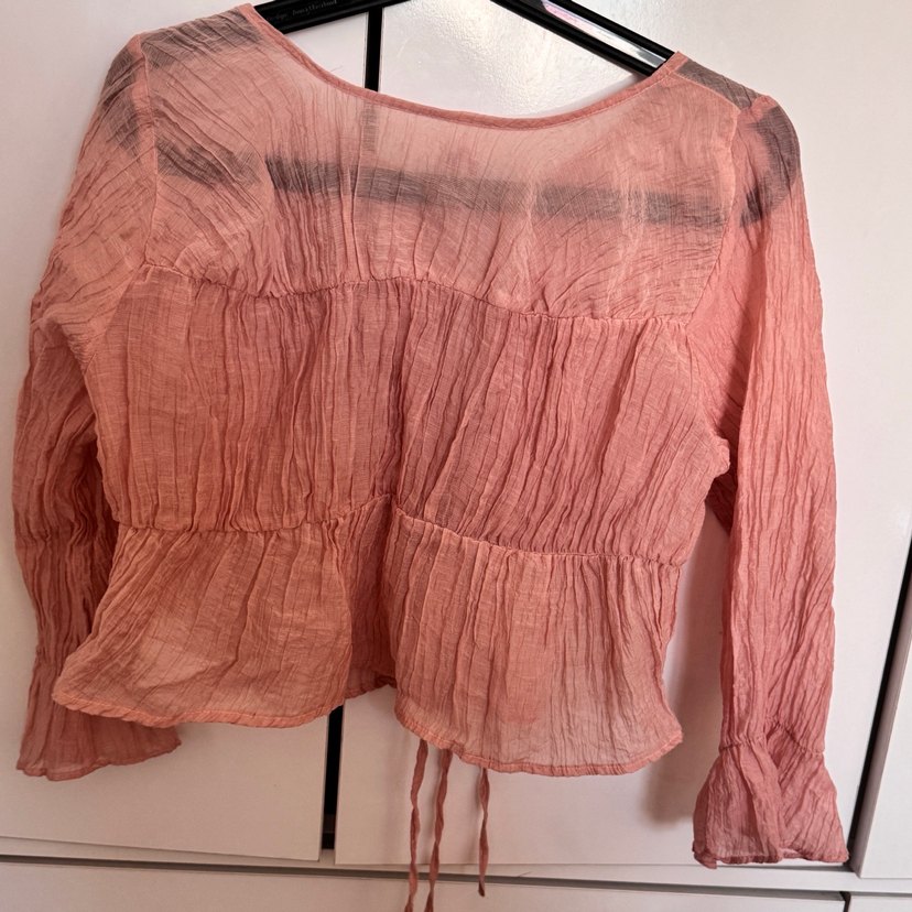 Japonyadan Pembe bağlamalı gömlek bluz - Görsel 2