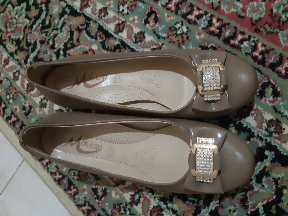 Bej Dolgu Topuklu Tokalı Kadın Babet - Görsel 2