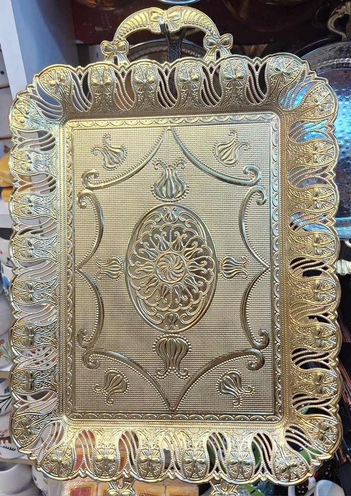 Altın Renkli Dekoratif Tepsi - Görsel 2