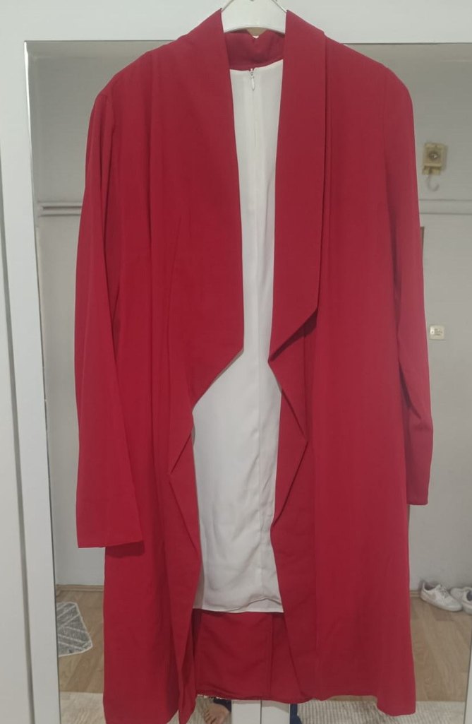 Uzun Kırmızı Sırt Payetli Kadın Tunik - Görsel 2