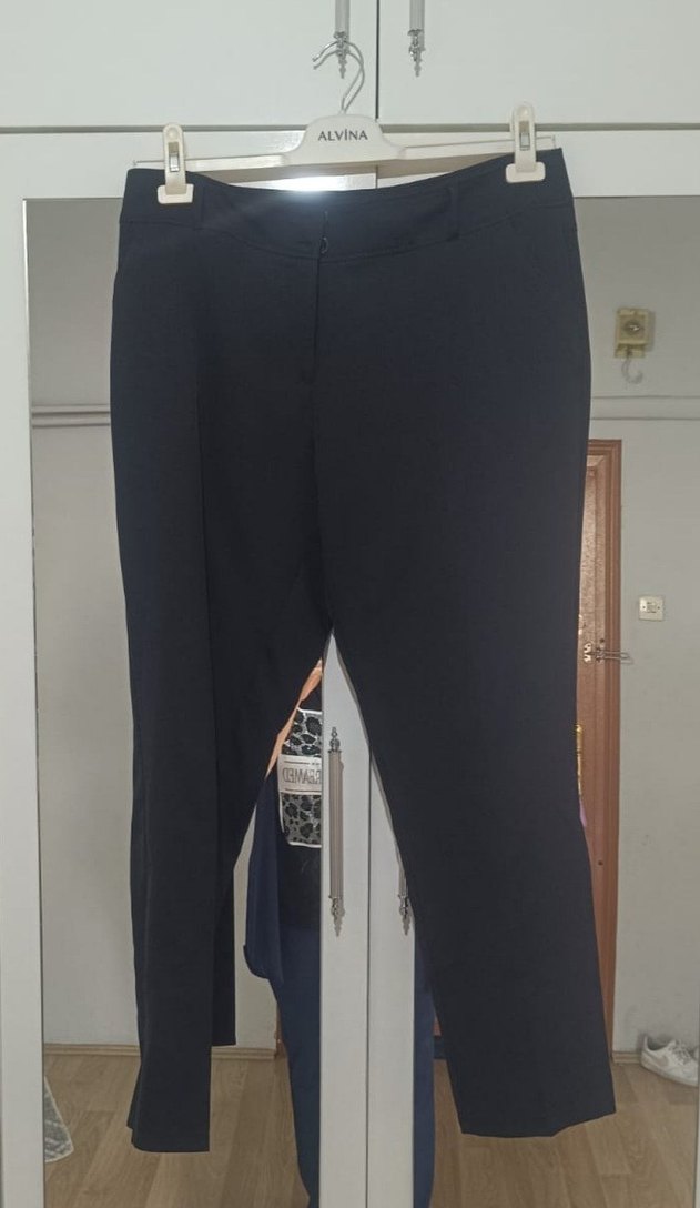 Siyah Midi Kumaş Kadın Pantolon - Görsel 2