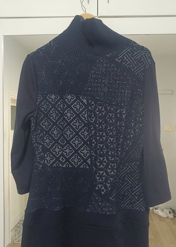 Desenli Siyah Kadın Triko Midi Elbise - Görsel 4