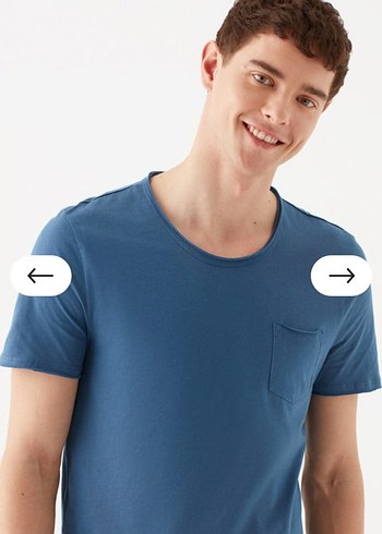 Mavi Rahat Kesim Erkek Tişört - Görsel 2