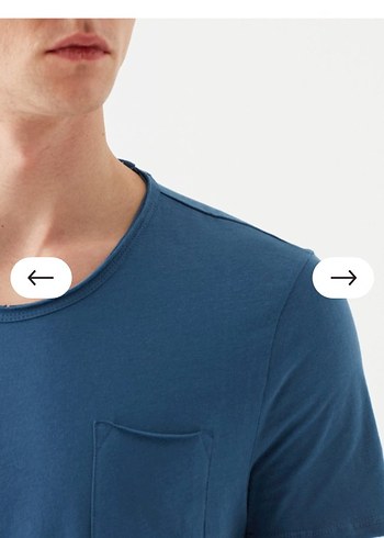 Mavi Rahat Kesim Erkek Tişört - Görsel 3