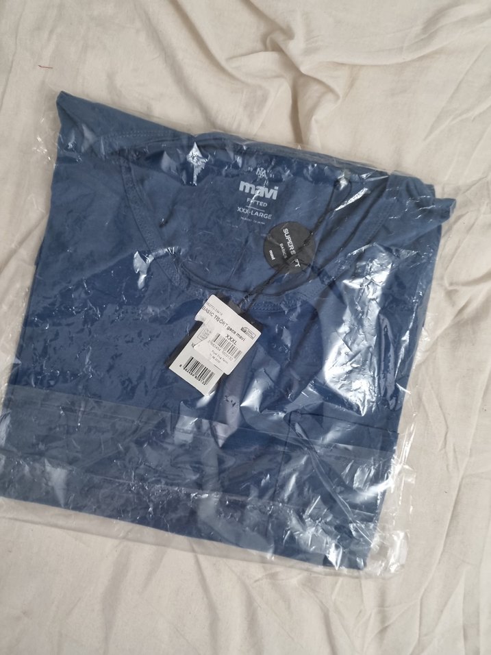 Mavi Rahat Kesim Erkek Tişört - Görsel 5