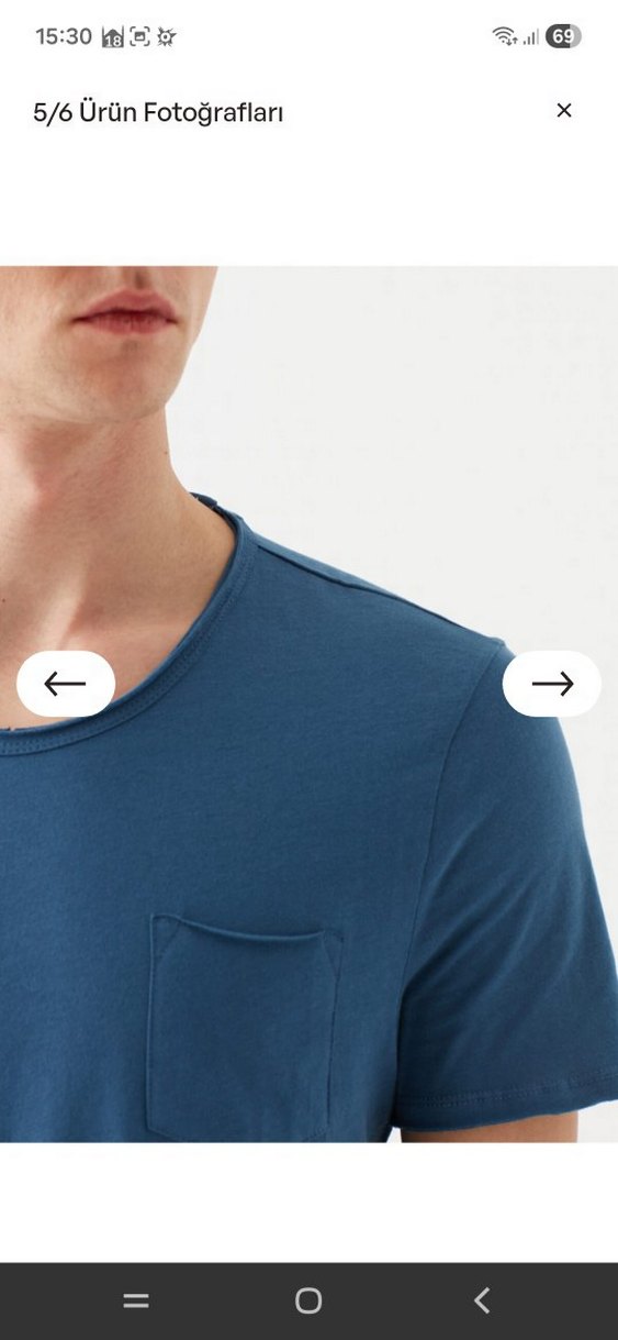 Mavi Rahat Kesim Erkek Tişört - Görsel 3