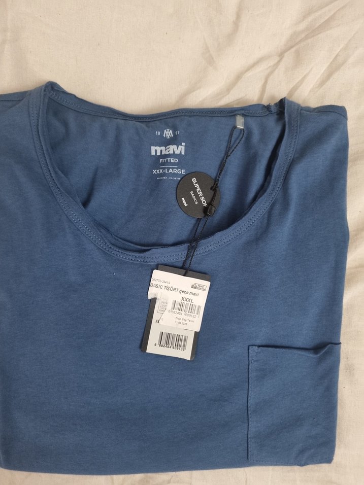 Mavi Rahat Kesim Erkek Tişört - Görsel 4