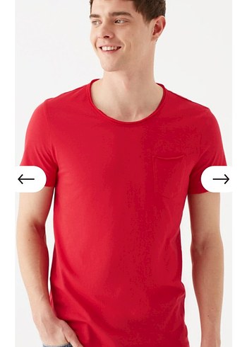 Kırmızı Pamuklu Erkek Tişört - Görsel 3