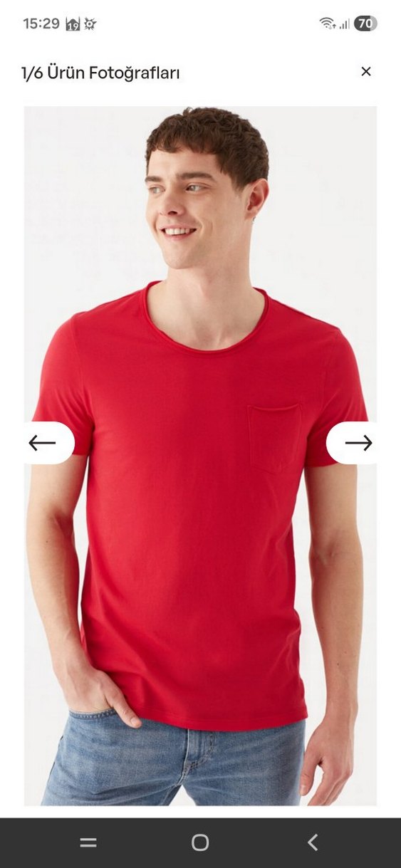 Kırmızı Pamuklu Erkek Tişört - Görsel 3