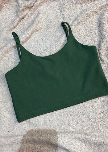 Diğer Koyu Yesil İnce Askili Crop Top