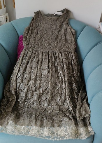 Zara Nakışlı nefes yeşil elbise