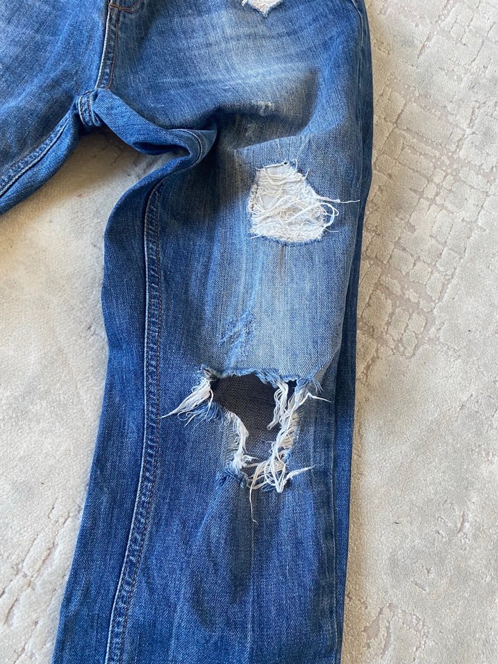 Mavi Yırtık Kadın Boyfriend Jean - Görsel 2