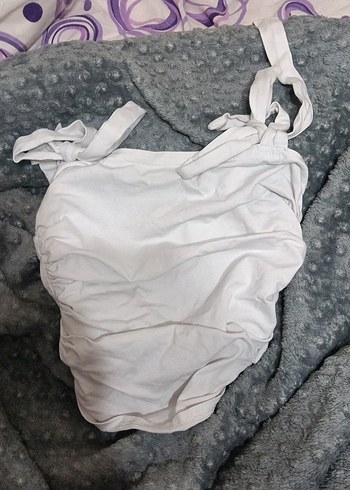 Beyaz Keten Askılı Midi Büstiyer - Görsel 2