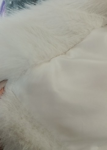 Kadın Beyaz Kürk Detaylı Midi Ceket - Görsel 3