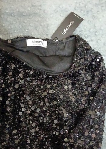 Payetli Siyah Mini Etek - Görsel 3