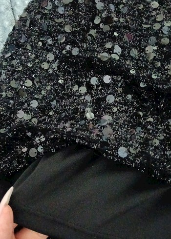 Payetli Siyah Mini Etek - Görsel 2