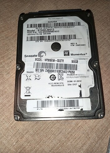 Hard disk model;NP305E5A-S02TR 500GB