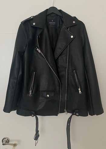 Siyah Deri Biker Ceket
