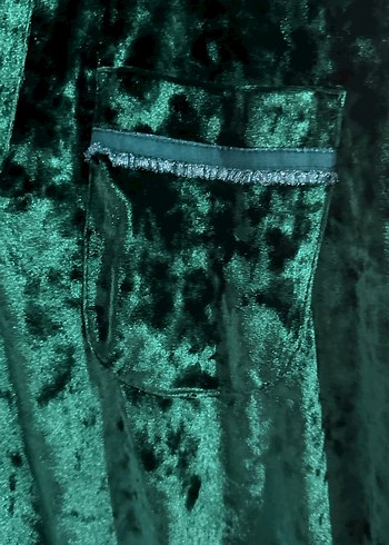 Uzun Kollu Kadın Kadife Yeşil Elbise yılbaşı elbisesi - Görsel 4