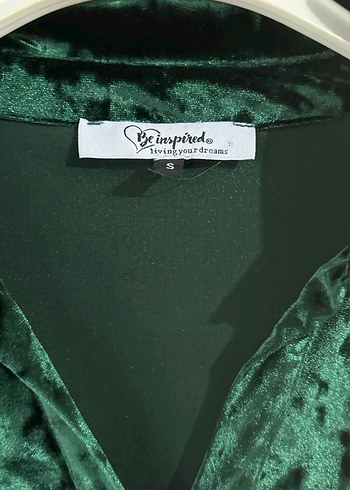 Uzun Kollu Kadın Kadife Yeşil Elbise yılbaşı elbisesi - Görsel 3