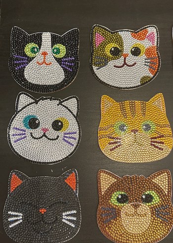 Renkli Kedi Figürlü Boncuklu Aksesuarlar bardak altlıgı - Görsel 2