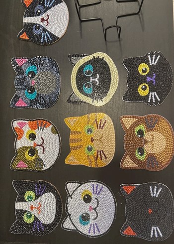 Renkli Kedi Figürlü Boncuklu Aksesuarlar bardak altlıgı - Görsel 4