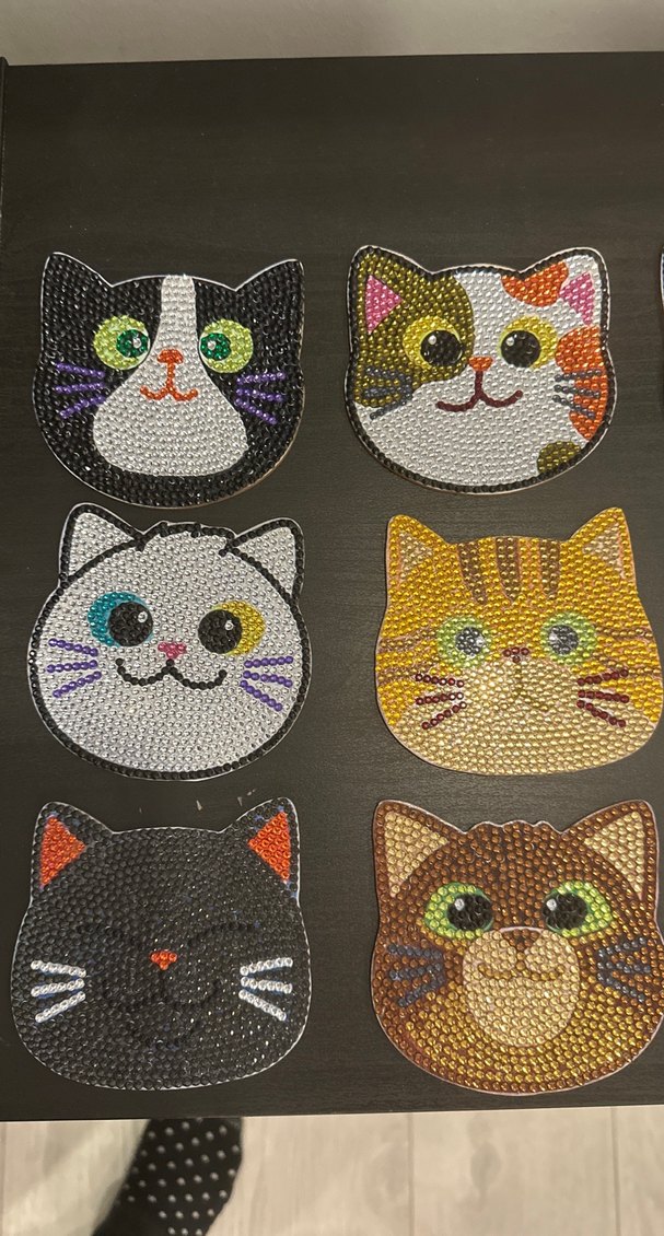 Renkli Kedi Figürlü Boncuklu Aksesuarlar bardak altlıgı - Görsel 2